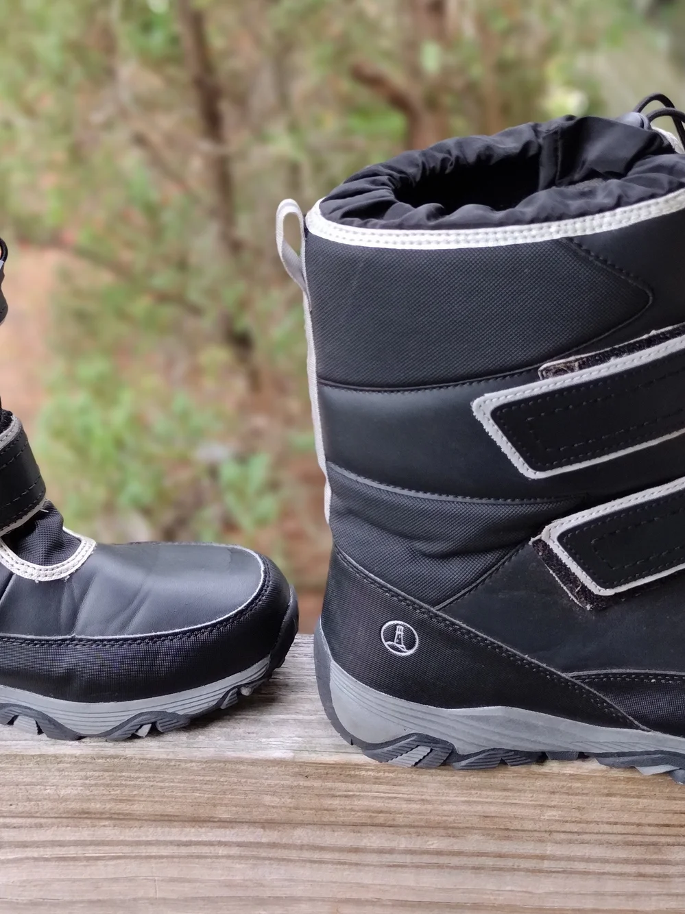 Lands' End Black Kids Snow Boots with Hook-and-Loop Straps